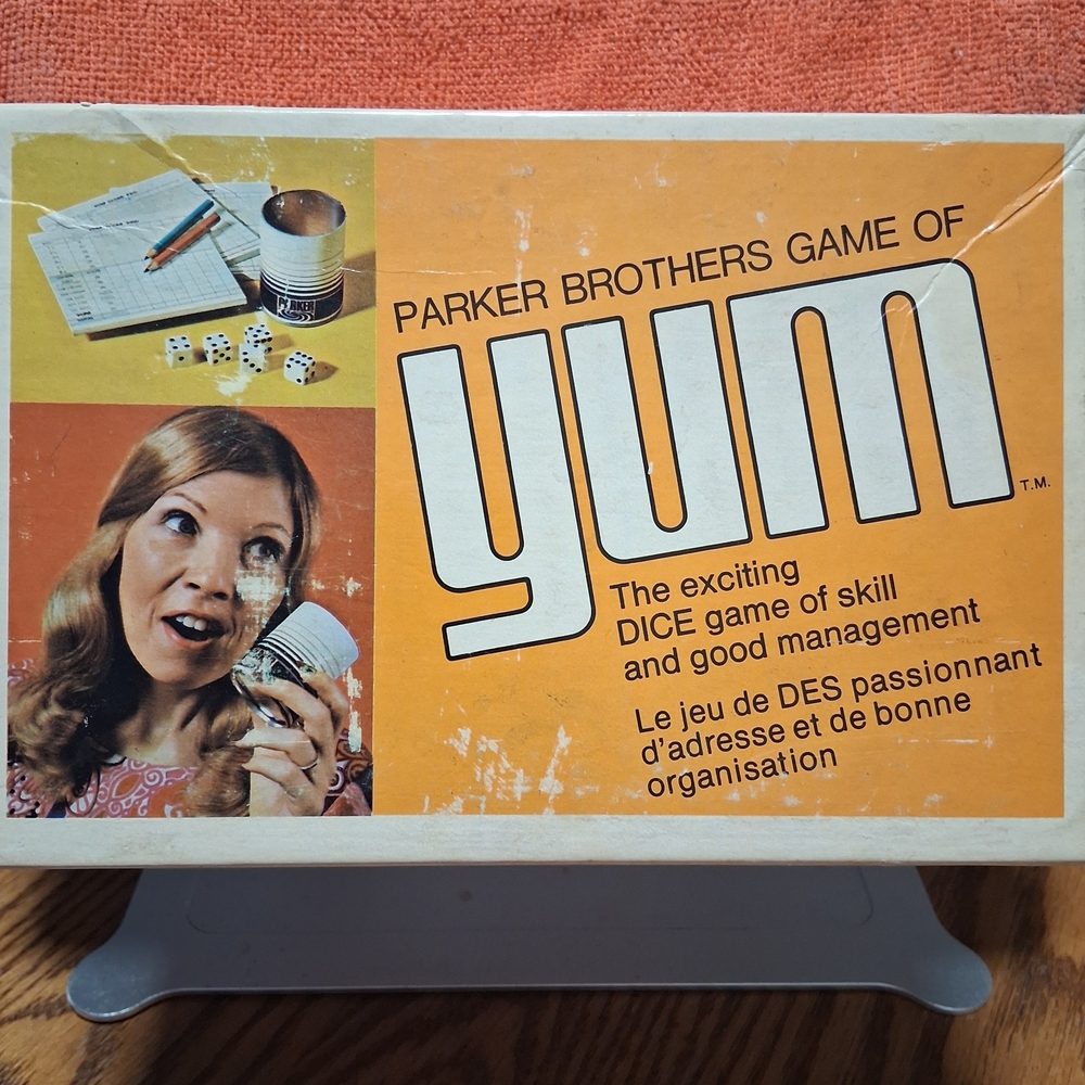 Parker Brothers Yum Dice Game - Vibrant Orange and White